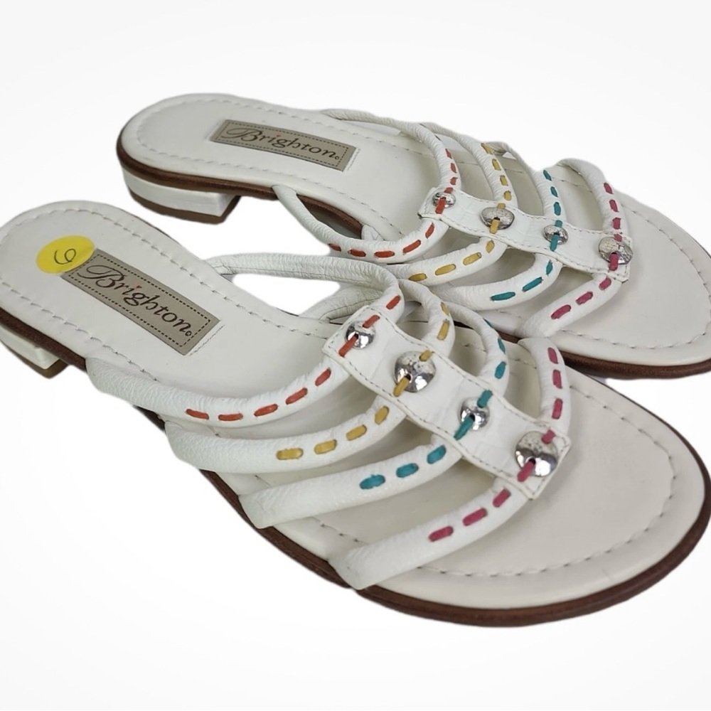 Brighton White and Red Sandals with Decorative Straps size 6 EUC